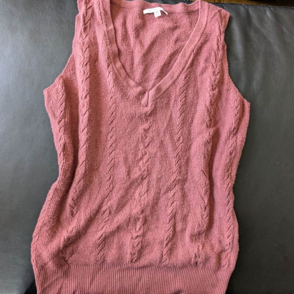 Pink Cable Knit Sleeveless Sweater